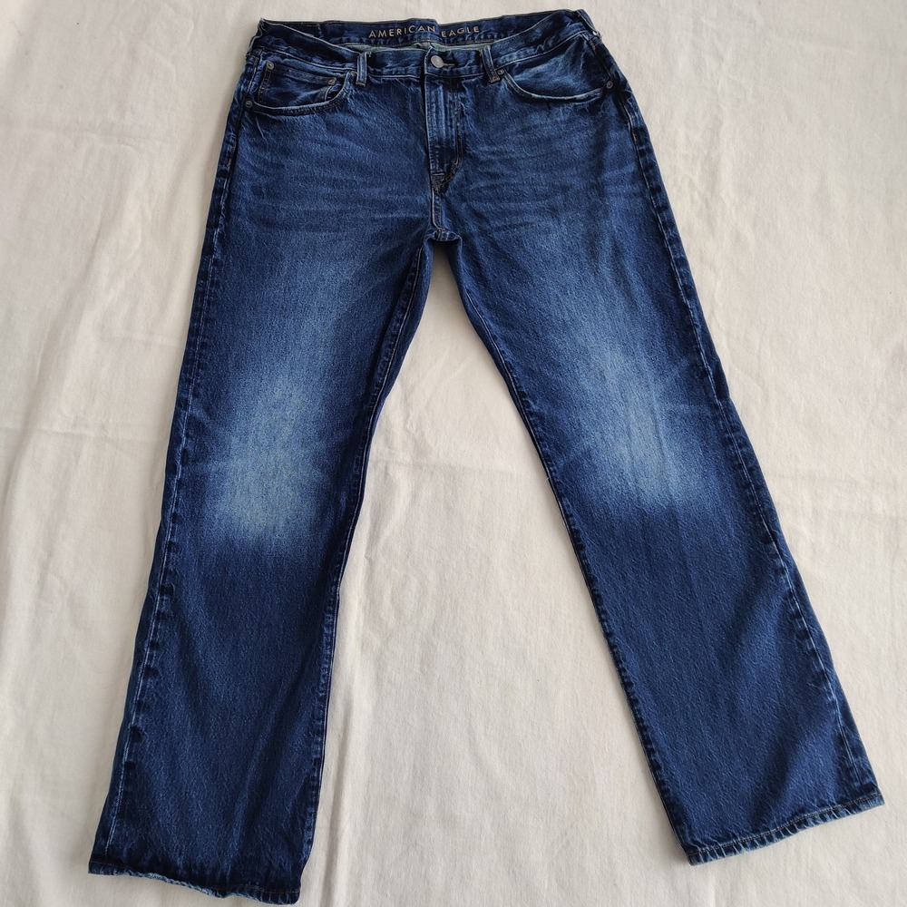 American Eagle Men's Bootcut Blue Jeans 100% Cotton Blue Denim 37x31 Y2K Style